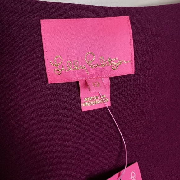 NWT LILLY PULITZER BORDEAUX ONE SHOULDER DRESS IN AMARENA CHERRY SIZE 12 $198 - Picture 7 of 11